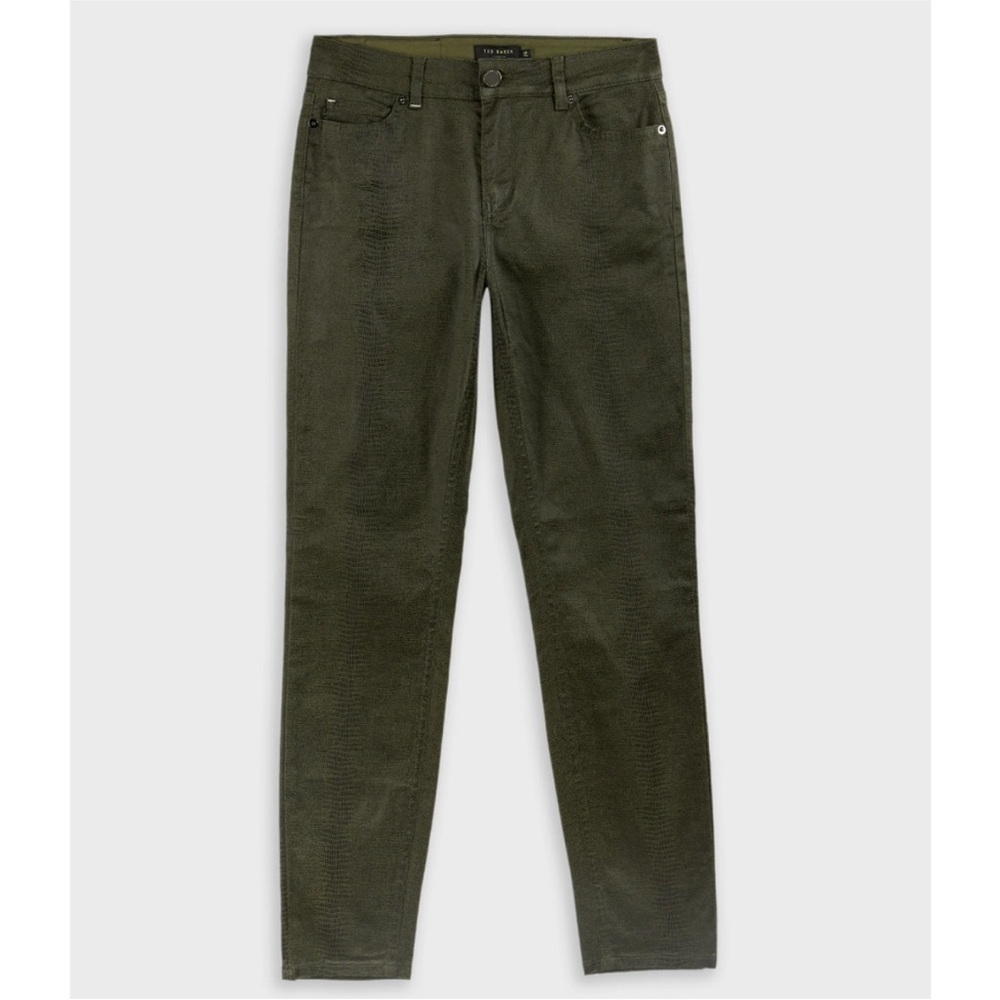 NWT Ted Baker Green Croc Shiny Coated Jeans‎